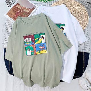 Comic Printed Short-sleeve T-shirt