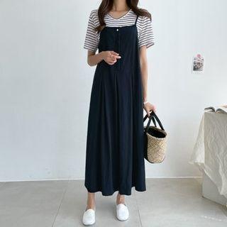 Spaghetti-strap Hidden Buttoned Maxi Dress