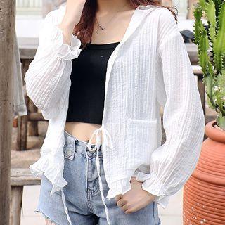 Hooded Lace Up Light Jacket