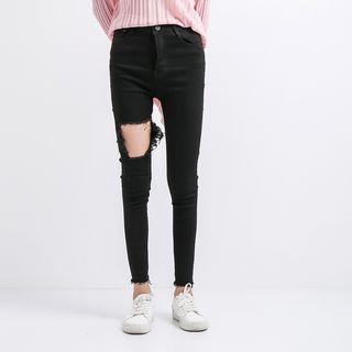 Lightweight Cutout Skinny Jeans