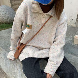 Polo-neck Dotted Sweater