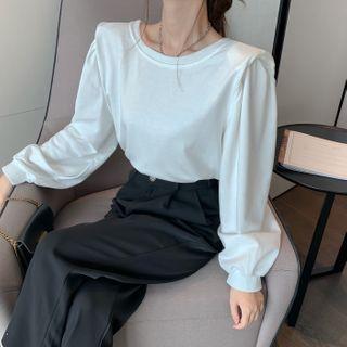 Long-sleeve Embellished Open-back Blouse
