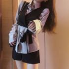 Plain Shirt / Cropped Knit Vest / Wide-leg Shorts