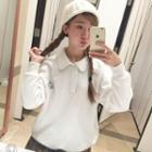 Polo Collared Sweatshirt White - One Size