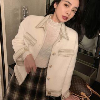 Faux Pearl Button Single-breasted Jacket