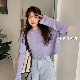 Detachable-sleeve Cropped T-shirt