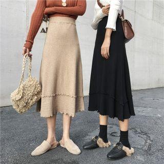 Lettuce Edge Knit Midi A-line Skirt