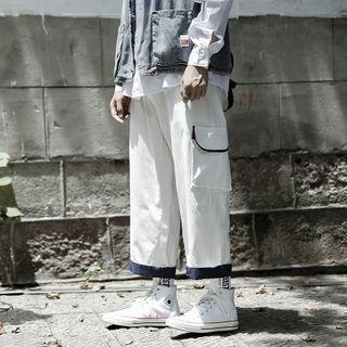 Contrast Trim Cropped Cargo Pants