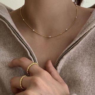 Pearl Alloy Choker Gold - One Size