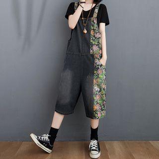 Floral Denim Straight Leg Jumper Shorts