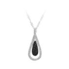 925 Sterling Silver Pendant With White And Black Cubic Zircon And Necklace