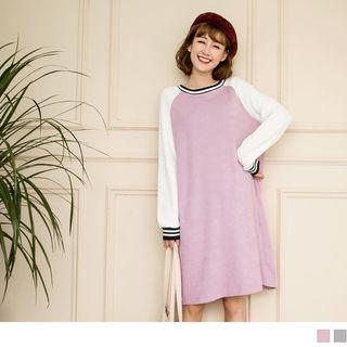 Raglan Sleeve Striped Dress