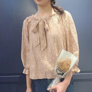 Bow Long-sleeve Lace Top