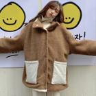 Oversize Faux Fur Double-pocket Cardigan