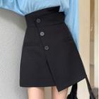 Asymmetric Single-breasted Button A-line Skirt