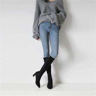 Metallic Faux-suede Long Boots
