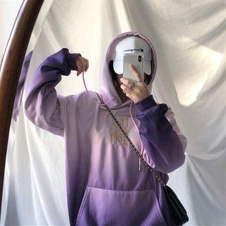 Ombr  Chinese Character Embroidered Hoodie
