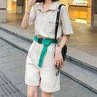 Elbow-sleeve Letter Cargo Playsuit