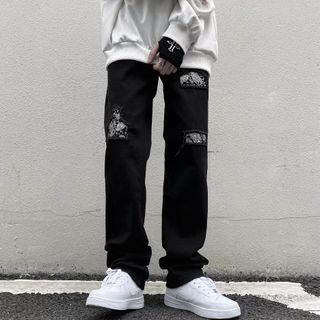 Patch Straight Leg Pants