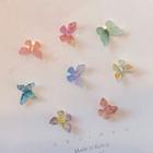 Butterfly Ear Stud Set 1345a - Set - Blue & Yellow & Pink & Purple - One Size
