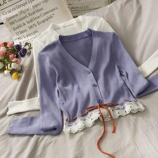 Patchwork Button-up Knit Top