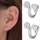 Curve Cuff Earring 1 Pair - Clip On Earring - Silver - One Size