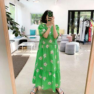 V-neck Tiered Maxi Floral Dress