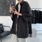 3/4-sleeve Buttoned Hem Shirt