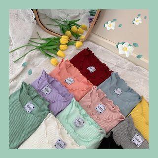 Lettuce Edge Short-sleeve Ribbed Top