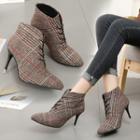 Plaid Lace-up Ankle Boots