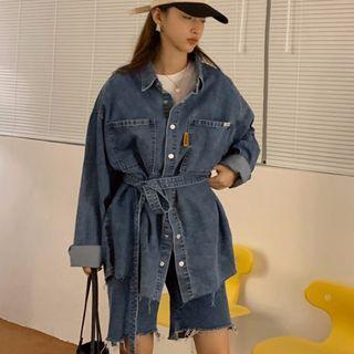 Denim Shirt With Sash Blue - One Size