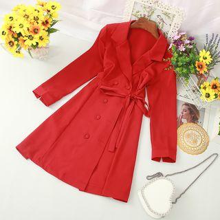 Double-breasted Long-sleeve Mini Shirtdress