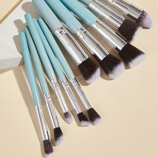 Set Of 10: Makeup Brush 10 Pcs - Green - One Size