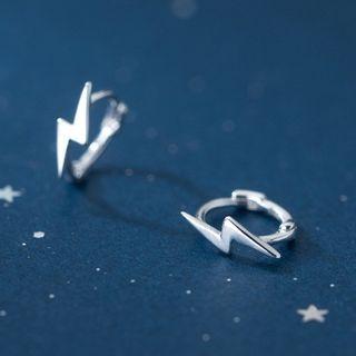 Lightning Sterling Silver Hoop Earring 1 Pair - Silver - One Size