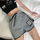 Contrast Trim Drawstring Shorts Gray - One Size