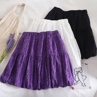 Eyelet Lace A-line Mini Skirt