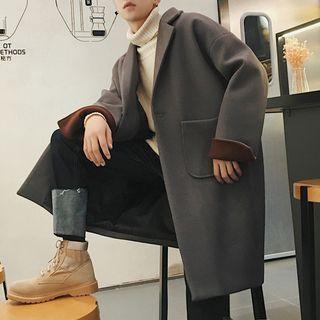 One-button Lapel Trench Coat