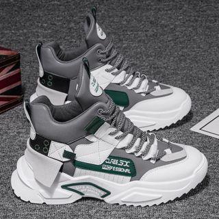 Fleece-lined Lettering High-top Athletic Sneakers