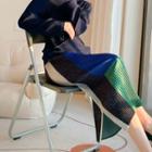 Knit Patchwork Midi Skirt