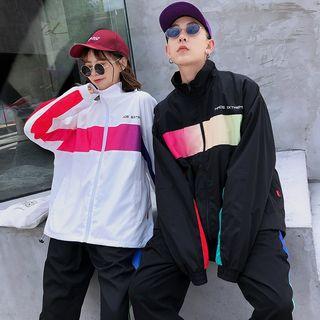 Couple Matching Color Block Zip Jacket / Contrast Trim Sweatpants