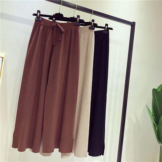 Side Slit Knit Wide-leg Pants