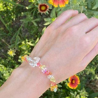 Faux Crystal Bracelet 1 Pc - Pink & Yellow - One Size