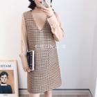 Plaid V-neck Jumper Dress