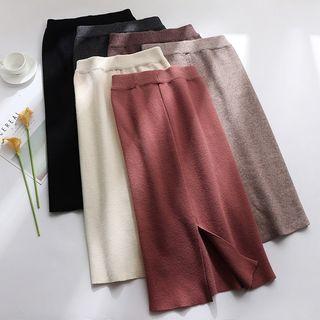 Plain Knit Skirt / Midi Skirt