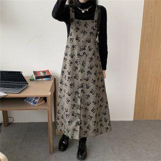 Long-sleeve Mock-neck Top / Floral Print Midi A-line Dress