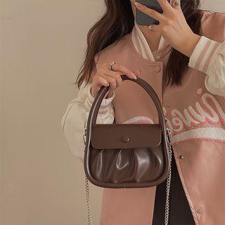 Flap Handbag With Chain Strap Brown - One Size