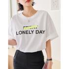Plus Size Lonely Day Letter T-shirt