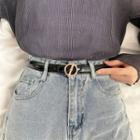 Patent Genuine Leather Thin Belt