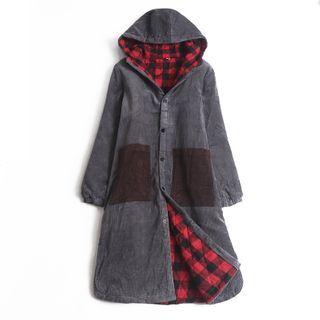 Applique Hooded Midi Button Coat