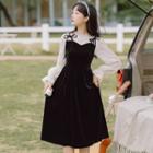 Long-sleeve Mock Two Piece A-line Dress (various Designs)